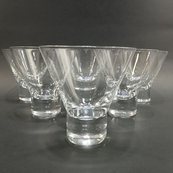 6 Heavy Stem Mad Men Style Cocktail Martini Glasses 4" Tall 6 oz. MCM **1 Chip**